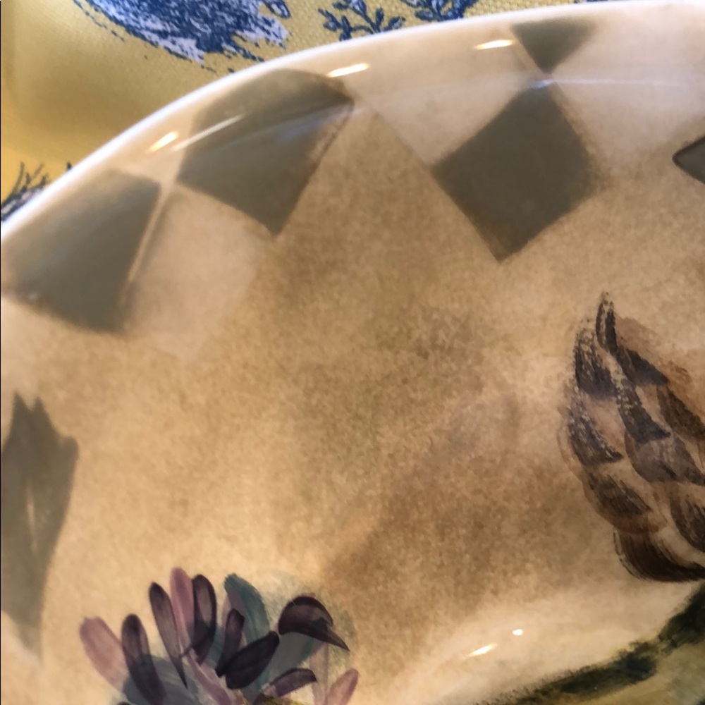Purple and Green Ceramic Art Bowl with Floral Design Hydrangea - Picture 4 of 8